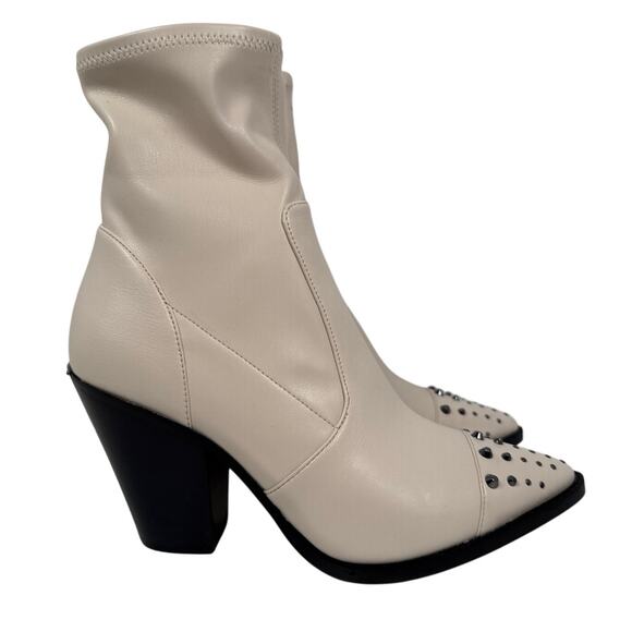 Michael Michael Kors Dover Heeled Bootie Womens 8 M Light Cream Leather Zip up - Picture 4 of 16